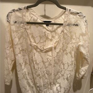 American Eagle Outfitters Cream Lace Top